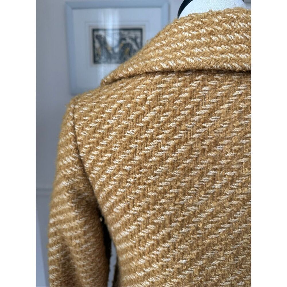Vintage 60s Franklin Simon New York Mustard Gold Side Button Coat S M - Picture 7 of 13
